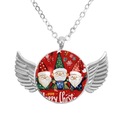 Luoweisi Engelsflügel-Halskette mit Weihnachts-Schneemann, Aluminiumlegierung, Schmuck, Geschenke für Männer und Frauen, Einheitsgröße, Aluminiumlegierung, Kein Edelstein von Luoweisi