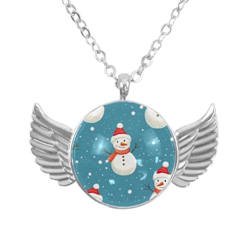 Luoweisi Engelsflügel-Halskette mit Weihnachts-Schneemann, Aluminiumlegierung, Schmuck, Geschenke für Männer und Frauen, Einheitsgröße, Aluminiumlegierung, Kein Edelstein von Luoweisi