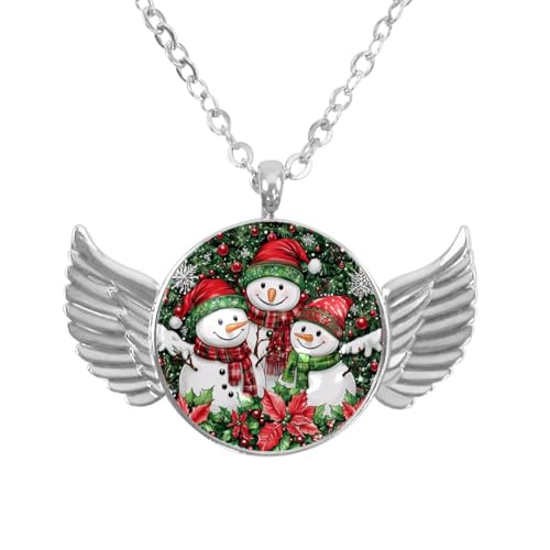Luoweisi Engelsflügel-Halskette mit Weihnachts-Schneemann, Aluminiumlegierung, Schmuck, Geschenke für Männer und Frauen, Einheitsgröße, Aluminiumlegierung, Kein Edelstein von Luoweisi