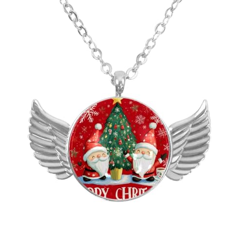 Luoweisi Engelsflügel-Halskette mit Weihnachts-Schneemann, Aluminiumlegierung, Schmuck, Geschenke für Männer und Frauen, Einheitsgröße, Aluminiumlegierung, Kein Edelstein von Luoweisi