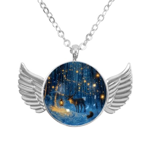 Luoweisi Engelsflügel-Halskette mit Weihnachts-Schneemann, Aluminiumlegierung, Schmuck, Geschenke für Männer und Frauen, Einheitsgröße, Aluminiumlegierung, Kein Edelstein von Luoweisi
