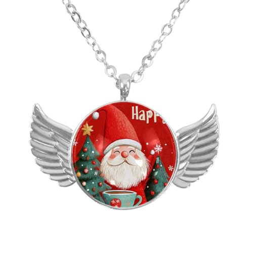 Luoweisi Engelsflügel-Halskette mit Weihnachts-Schneemann, Aluminiumlegierung, Schmuck, Geschenke für Männer und Frauen, Einheitsgröße, Aluminiumlegierung, Kein Edelstein von Luoweisi