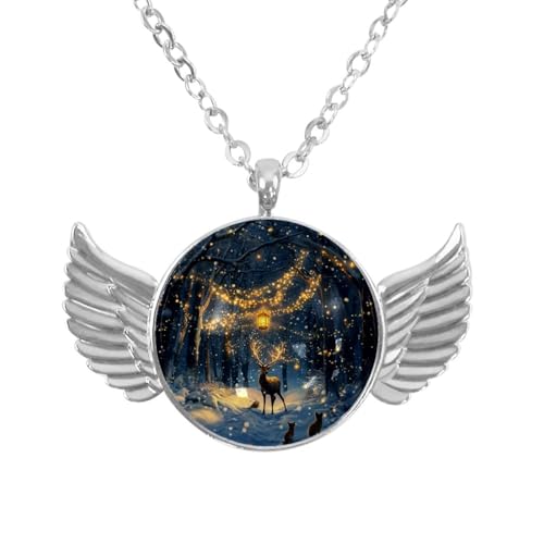 Luoweisi Engelsflügel-Halskette mit Weihnachts-Schneemann, Aluminiumlegierung, Schmuck, Geschenke für Männer und Frauen, Einheitsgröße, Aluminiumlegierung, Kein Edelstein von Luoweisi
