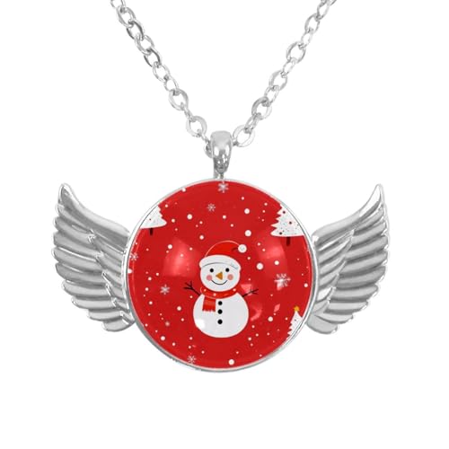 Luoweisi Engelsflügel-Halskette mit Weihnachts-Schneemann, Aluminiumlegierung, Schmuck, Geschenke für Männer und Frauen, Einheitsgröße, Aluminiumlegierung, Kein Edelstein von Luoweisi