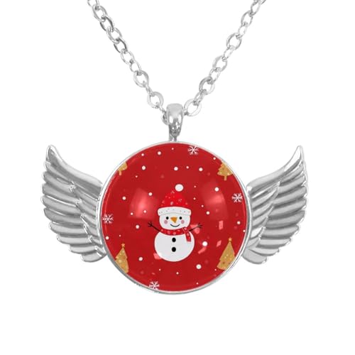 Luoweisi Engelsflügel-Halskette mit Weihnachts-Schneemann, Aluminiumlegierung, Schmuck, Geschenke für Männer und Frauen, Einheitsgröße, Aluminiumlegierung, Kein Edelstein von Luoweisi