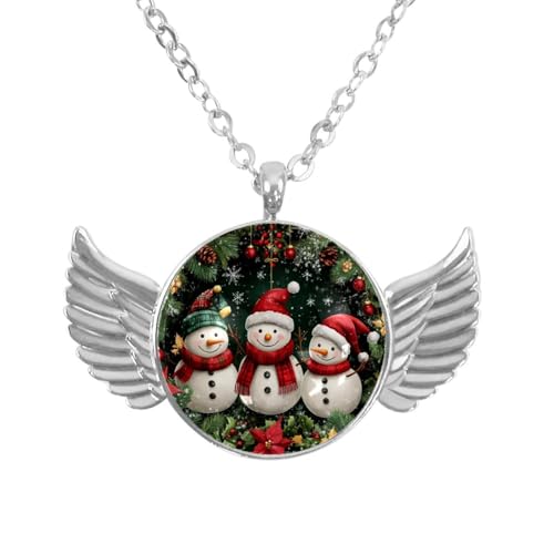 Luoweisi Engelsflügel-Halskette mit Weihnachts-Schneemann, Aluminiumlegierung, Schmuck, Geschenke für Männer und Frauen, Einheitsgröße, Aluminiumlegierung, Kein Edelstein von Luoweisi