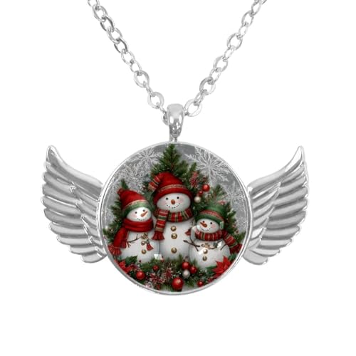 Luoweisi Engelsflügel-Halskette mit Weihnachts-Schneemann, Aluminiumlegierung, Schmuck, Geschenke für Männer und Frauen, Einheitsgröße, Aluminiumlegierung, Kein Edelstein von Luoweisi