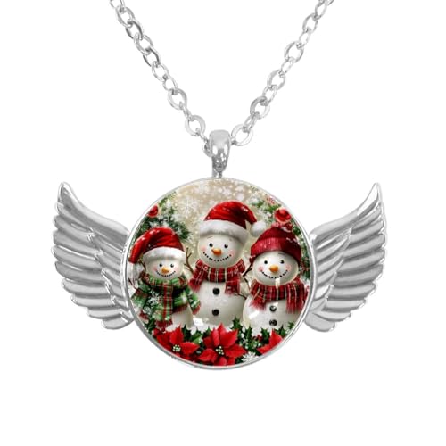 Luoweisi Engelsflügel-Halskette mit Weihnachts-Schneemann, Aluminiumlegierung, Schmuck, Geschenke für Männer und Frauen, Einheitsgröße, Aluminiumlegierung, Kein Edelstein von Luoweisi