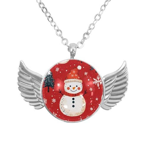 Luoweisi Engelsflügel-Halskette mit Weihnachts-Schneemann, Aluminiumlegierung, Schmuck, Geschenke für Männer und Frauen, Einheitsgröße, Aluminiumlegierung, Kein Edelstein von Luoweisi