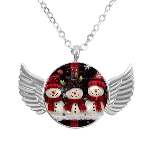 Luoweisi Engelsflügel-Halskette mit Weihnachts-Schneemann, Winter, Aluminiumlegierung, Schmuck, Geschenke für Männer und Frauen, Einheitsgröße, Aluminiumlegierung, Kein Edelstein von Luoweisi