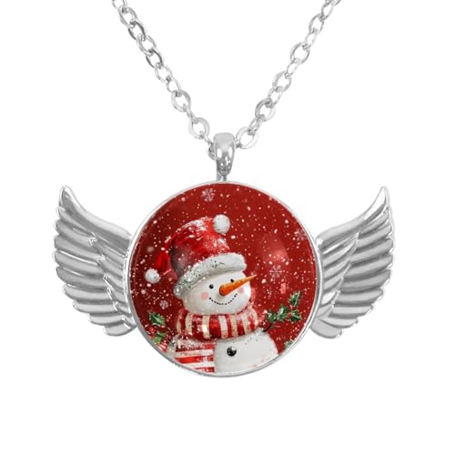 Luoweisi Engelsflügel-Halskette mit Weihnachts-Schneemann, Winter, Aluminiumlegierung, Schmuck, Geschenke für Männer und Frauen, Einheitsgröße, Aluminiumlegierung, Kein Edelstein von Luoweisi
