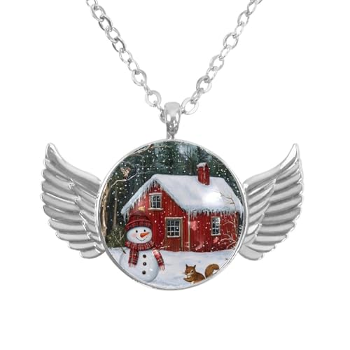Luoweisi Engelsflügel-Halskette mit Weihnachts-Schneemann, Winter, Aluminiumlegierung, Schmuck, Geschenke für Männer und Frauen, Einheitsgröße, Aluminiumlegierung, Kein Edelstein von Luoweisi