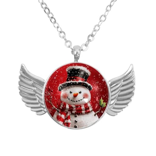 Luoweisi Engelsflügel-Halskette mit Weihnachts-Schneemann, Winter, Aluminiumlegierung, Schmuck, Geschenke für Männer und Frauen, Einheitsgröße, Aluminiumlegierung, Kein Edelstein von Luoweisi
