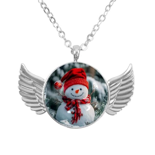 Luoweisi Engelsflügel-Halskette mit Weihnachts-Schneemann, Winter, Aluminiumlegierung, Schmuck, Geschenke für Männer und Frauen, Einheitsgröße, Aluminiumlegierung, Kein Edelstein von Luoweisi
