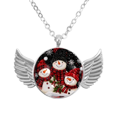Luoweisi Engelsflügel-Halskette mit Weihnachts-Schneemann, Winter, Aluminiumlegierung, Schmuck, Geschenke für Männer und Frauen, Einheitsgröße, Aluminiumlegierung, Kein Edelstein von Luoweisi