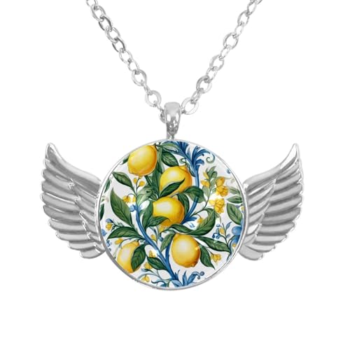 Luoweisi Engelsflügel-Halskette mit blauer Rose, Aluminiumlegierung, Schmuck, Geschenke für Männer und Frauen, Einheitsgröße, Aluminiumlegierung, Kein Edelstein von Luoweisi