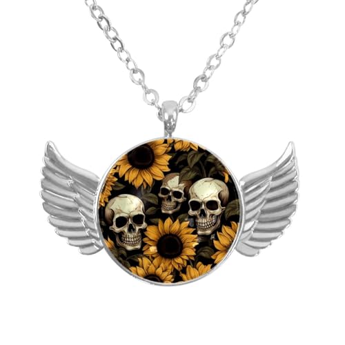 Luoweisi Engelsflügel-Halskette mit gelben Bienen-Blumen, Zinklegierung, Schmuck, Geschenke für Männer und Frauen, Einheitsgröße, Aluminiumlegierung, Kein Edelstein von Luoweisi