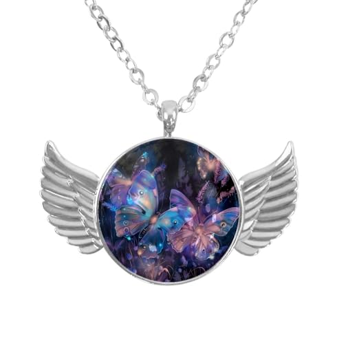 Luoweisi Engelsflügel-Halskette mit leuchtendem Schmetterling, Zinklegierung, Schmuck, Geschenke für Männer und Frauen, Einheitsgröße, Aluminiumlegierung, Kein Edelstein von Luoweisi
