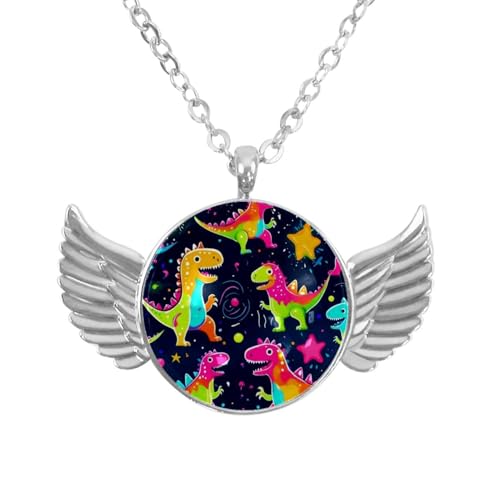 Luoweisi Engelsflügel-Halskette mit lila Totenkopf, Zinklegierung, Schmuck, Geschenke für Männer und Frauen, Einheitsgröße, Aluminiumlegierung, Kein Edelstein von Luoweisi