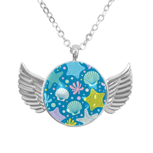 Luoweisi Engelsflügel-Halskette mit lustigen Dinosaurier-Palmen, Zinklegierung, Schmuck, Geschenke für Männer und Frauen, Einheitsgröße, Aluminiumlegierung, Kein Edelstein von Luoweisi