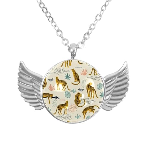 Luoweisi Engelsflügel-Halskette mit lustigen Dinosaurier-Palmen, Zinklegierung, Schmuck, Geschenke für Männer und Frauen, Einheitsgröße, Aluminiumlegierung, Kein Edelstein von Luoweisi