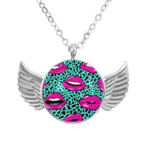 Luoweisi Engelsflügel-Halskette mit lustigen Dinosaurier-Palmen, Zinklegierung, Schmuck, Geschenke für Männer und Frauen, Einheitsgröße, Aluminiumlegierung, Kein Edelstein von Luoweisi