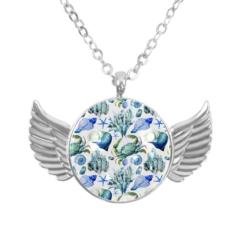 Luoweisi Engelsflügel-Halskette mit lustigen Dinosaurier-Palmen, Zinklegierung, Schmuck, Geschenke für Männer und Frauen, Einheitsgröße, Aluminiumlegierung, Kein Edelstein von Luoweisi