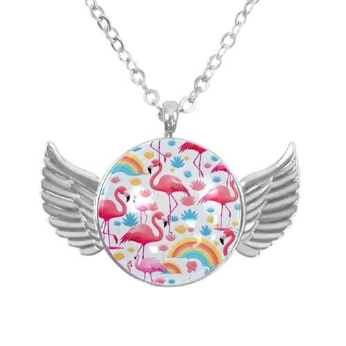 Luoweisi Engelsflügel-Halskette mit neonfarbenen Dinosauriern, Zinklegierung, Schmuck, Geschenke für Männer und Frauen, Einheitsgröße, Aluminiumlegierung, Kein Edelstein von Luoweisi