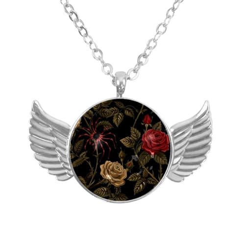 Luoweisi Engelsflügel-Halskette mit neonfarbenen Dinosauriern, Zinklegierung, Schmuck, Geschenke für Männer und Frauen, Einheitsgröße, Aluminiumlegierung, Kein Edelstein von Luoweisi