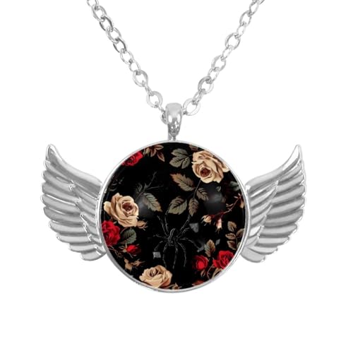 Luoweisi Engelsflügel-Halskette mit neonfarbenen Dinosauriern, Zinklegierung, Schmuck, Geschenke für Männer und Frauen, Einheitsgröße, Aluminiumlegierung, Kein Edelstein von Luoweisi