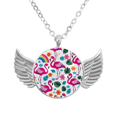 Luoweisi Engelsflügel-Halskette mit neonfarbenen Dinosauriern, Zinklegierung, Schmuck, Geschenke für Männer und Frauen, Einheitsgröße, Aluminiumlegierung, Kein Edelstein von Luoweisi