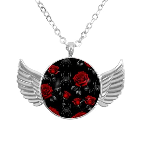 Luoweisi Engelsflügel-Halskette mit neonfarbenen Dinosauriern, Zinklegierung, Schmuck, Geschenke für Männer und Frauen, Einheitsgröße, Aluminiumlegierung, Kein Edelstein von Luoweisi