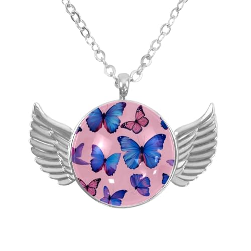Luoweisi Engelsflügel-Halskette mit neonfarbenen Dinosauriern, Zinklegierung, Schmuck, Geschenke für Männer und Frauen, Einheitsgröße, Aluminiumlegierung, Kein Edelstein von Luoweisi