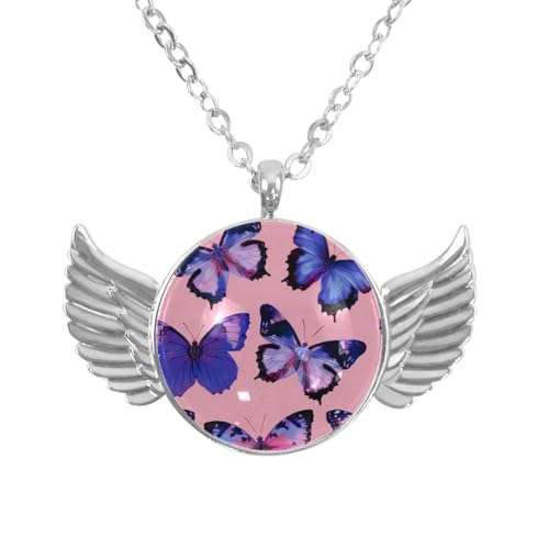 Luoweisi Engelsflügel-Halskette mit neonfarbenen Dinosauriern, Zinklegierung, Schmuck, Geschenke für Männer und Frauen, Einheitsgröße, Aluminiumlegierung, Kein Edelstein von Luoweisi