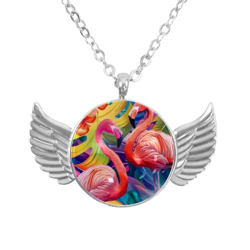 Luoweisi Engelsflügel-Halskette mit neonfarbenen Dinosauriern, Zinklegierung, Schmuck, Geschenke für Männer und Frauen, Einheitsgröße, Aluminiumlegierung, Kein Edelstein von Luoweisi