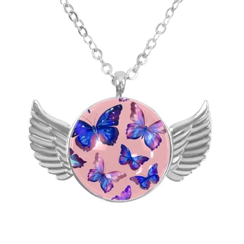 Luoweisi Engelsflügel-Halskette mit neonfarbenen Dinosauriern, Zinklegierung, Schmuck, Geschenke für Männer und Frauen, Einheitsgröße, Aluminiumlegierung, Kein Edelstein von Luoweisi