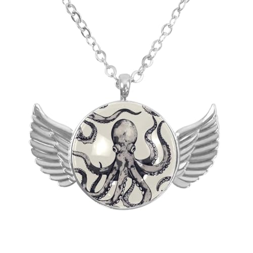 Luoweisi Engelsflügel-Halskette mit neonfarbenen Dinosauriern, Zinklegierung, Schmuck, Geschenke für Männer und Frauen, Einheitsgröße, Aluminiumlegierung, Kein Edelstein von Luoweisi