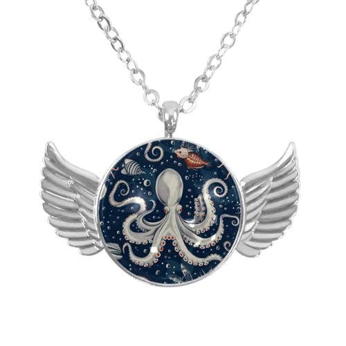 Luoweisi Engelsflügel-Halskette mit neonfarbenen Dinosauriern, Zinklegierung, Schmuck, Geschenke für Männer und Frauen, Einheitsgröße, Aluminiumlegierung, Kein Edelstein von Luoweisi