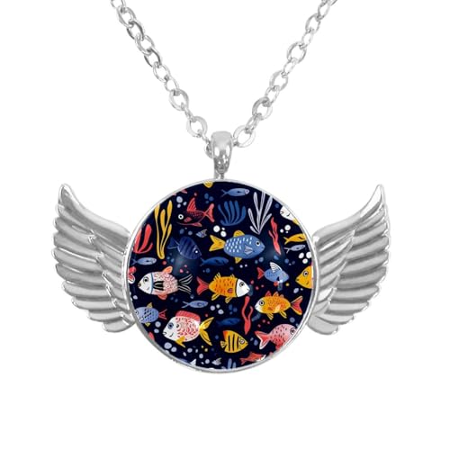 Luoweisi Engelsflügel-Halskette mit neonfarbenen Gamepads Totenkopf, Aluminiumlegierung, Schmuck, Geschenke für Männer und Frauen, Einheitsgröße, Aluminiumlegierung, Kein Edelstein von Luoweisi