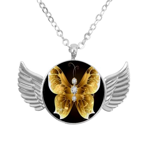 Luoweisi Engelsflügel-Halskette mit süßem Dinosaurier, Zinklegierung, Schmuck, Geschenke für Männer und Frauen, Einheitsgröße, Aluminiumlegierung, Kein Edelstein von Luoweisi