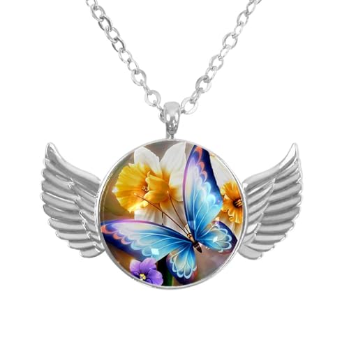 Luoweisi Engelsflügel-Halskette mit süßem Dinosaurier, Zinklegierung, Schmuck, Geschenke für Männer und Frauen, Einheitsgröße, Aluminiumlegierung, Kein Edelstein von Luoweisi