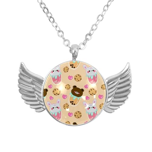 Luoweisi Engelsflügel-Halskette mit süßem Dinosaurier, Zinklegierung, Schmuck, Geschenke für Männer und Frauen, Einheitsgröße, Aluminiumlegierung, Kein Edelstein von Luoweisi