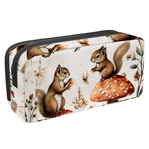 Luoweisi Federmäppchen, großes Fassungsvermögen, Stifteetui, Schreibwaren-Organizer, multifunktionales Federmäppchen für Bürobedarf, Aufbewahrung, Weihnachten, Eichhörnchen, verschneit, Mehrfarbig 10, von Luoweisi