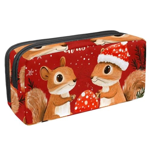 Luoweisi Federmäppchen, großes Fassungsvermögen, Stifteetui, Schreibwaren-Organizer, multifunktionales Federmäppchen für Bürobedarf, Aufbewahrung, Weihnachten, Eichhörnchen, verschneit, Mehrfarbig 7, von Luoweisi