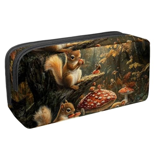 Luoweisi Federmäppchen, großes Fassungsvermögen, Stifteetui, Schreibwaren-Organizer, multifunktionales Federmäppchen für Bürobedarf, Aufbewahrung, Weihnachten, Eichhörnchen, verschneit, Mehrfarbig 8, von Luoweisi