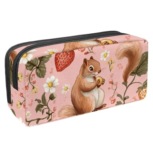 Luoweisi Federmäppchen, großes Fassungsvermögen, Stifteetui, Schreibwaren-Organizer, multifunktionales Federmäppchen für Bürobedarf, Aufbewahrung, Weihnachten, Eichhörnchen, verschneit, Mehrfarbig 18, von Luoweisi