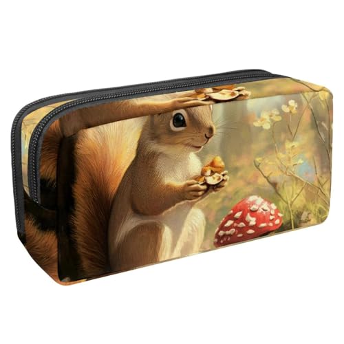 Luoweisi Federmäppchen, großes Fassungsvermögen, Stifteetui, Schreibwaren-Organizer, multifunktionales Federmäppchen für Bürobedarf, Aufbewahrung, Weihnachten, Eichhörnchen, verschneit, Mehrfarbig 9, von Luoweisi