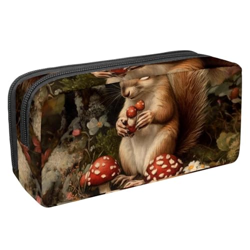 Luoweisi Federmäppchen, großes Fassungsvermögen, Stifteetui, Schreibwaren-Organizer, multifunktionales Federmäppchen für Bürobedarf, Aufbewahrung, Weihnachten, Eichhörnchen, verschneit, Mehrfarbig 19, von Luoweisi