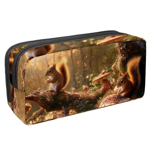 Luoweisi Federmäppchen, großes Fassungsvermögen, Stifteetui, Schreibwaren-Organizer, multifunktionales Federmäppchen für Bürobedarf, Aufbewahrung, Weihnachten, Eichhörnchen, verschneit, Mehrfarbig 13, von Luoweisi