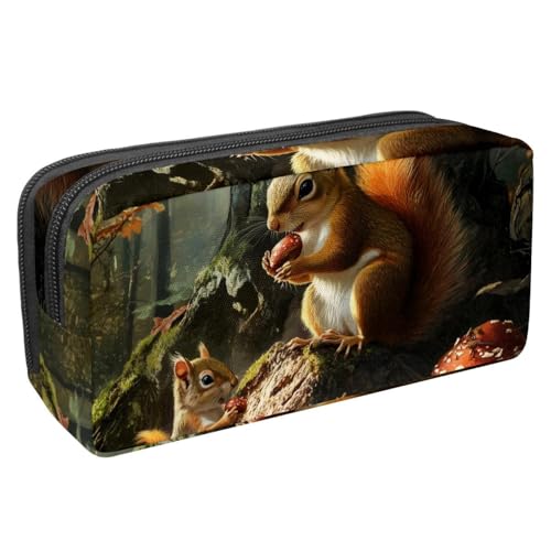 Luoweisi Federmäppchen, großes Fassungsvermögen, Stifteetui, Schreibwaren-Organizer, multifunktionales Federmäppchen für Bürobedarf, Aufbewahrung, Weihnachten, Eichhörnchen, verschneit, Mehrfarbig 6, von Luoweisi